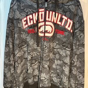 Ecko Unltd Y2K Zip Hoodie Men’s L Black Red Streetwear